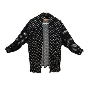 Ellen Tracy Woman 3X Black White Polka Dot Open Front Kimono Cardigan USA